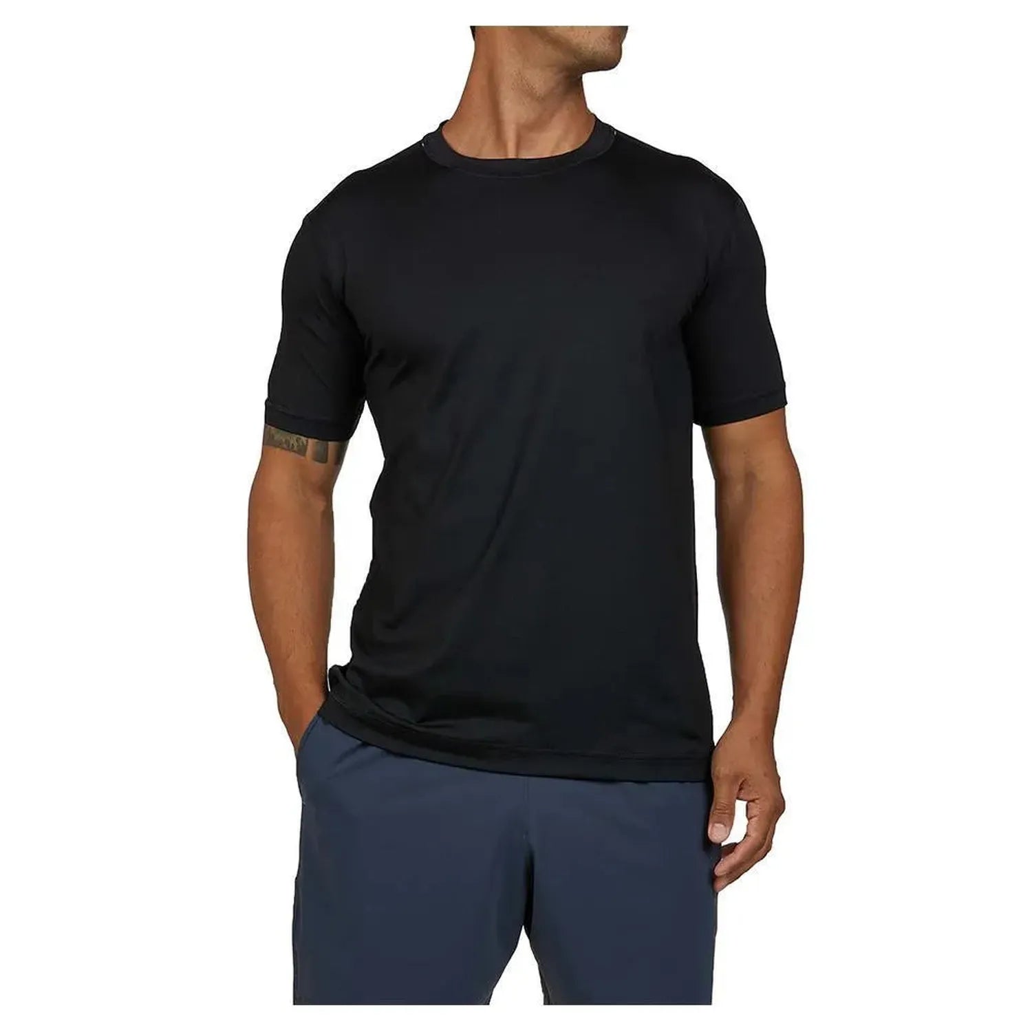 Men's SB Sport Classic Fit Short Sleeve Tennis Crew Black-Apparel-Sofibella-8015BLK-U22-3-Tennis Express