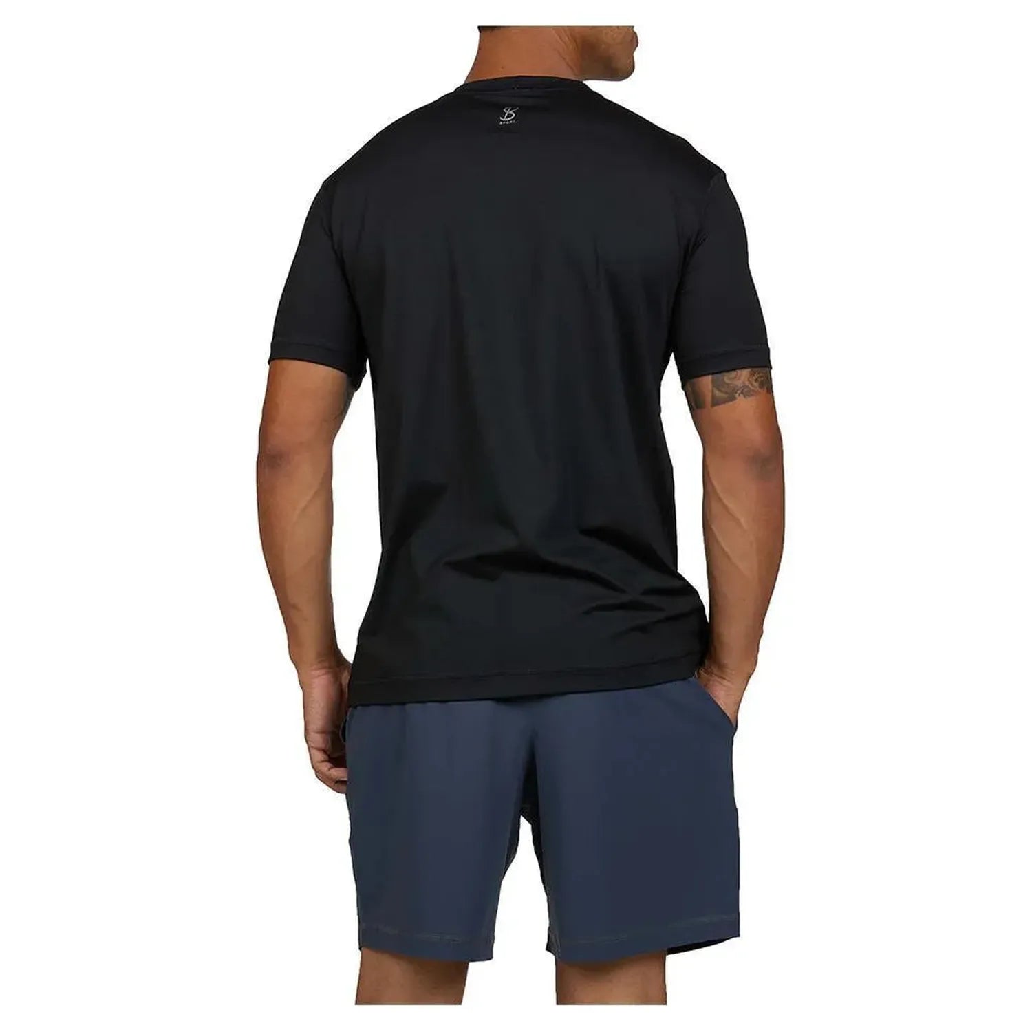 Men's SB Sport Classic Fit Short Sleeve Tennis Crew Black-Apparel-Sofibella-8015BLK-U22-4-Tennis Express