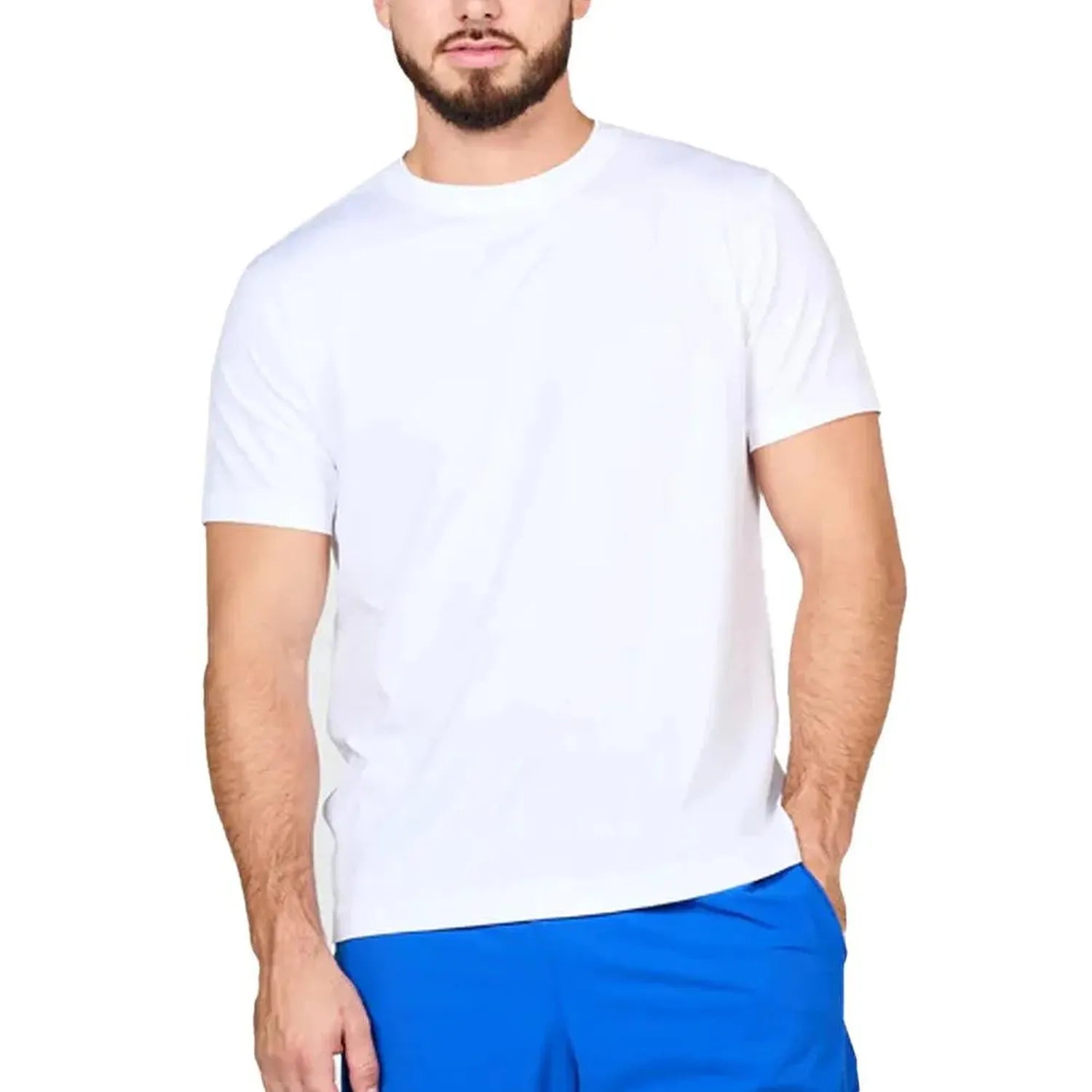 Men's SB Sport Classic Fit Short Sleeve Tennis Crew White-Apparel-Sofibella-8015WHT-B-Tennis Express