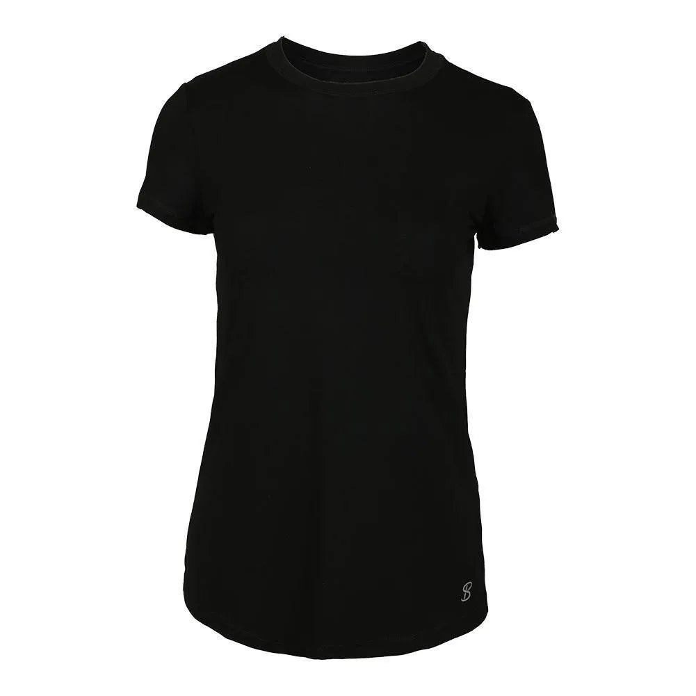 Women's Short Sleeve Tennis Top-Apparel-Sofibella-83099-BLK_BLACK-L-Tennis Express