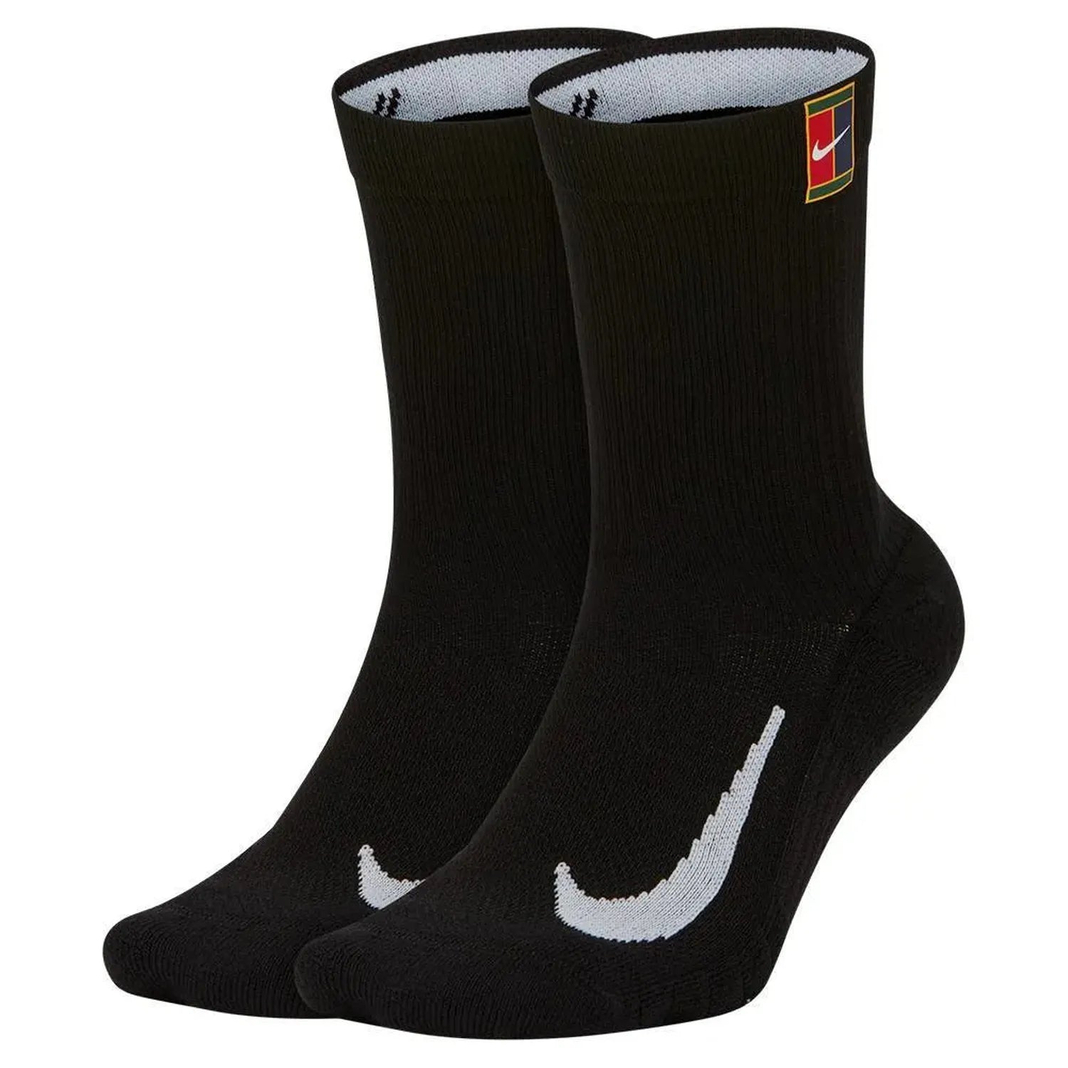Court Multiplier Max Crew Tennis Socks (2 Pairs)-Socks-Nike-90380-010_BLACK-L-Tennis Express