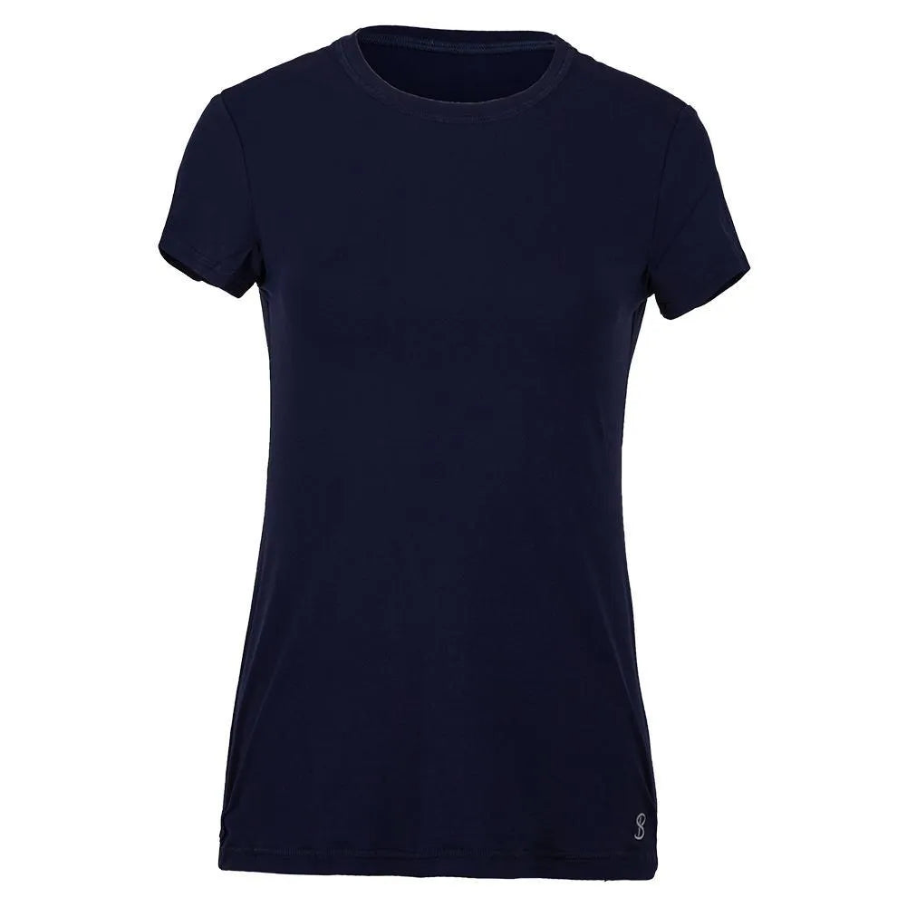 Women's UV Short Sleeve Tennis Top-Apparel-Sofibella-93239-NAVY-L-Tennis Express