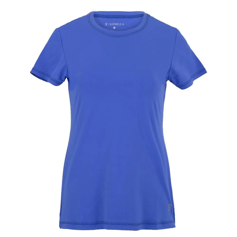 Women's UV Short Sleeve Tennis Top-Apparel-Sofibella-93239-VALLEY_BLUE-L-Tennis Express
