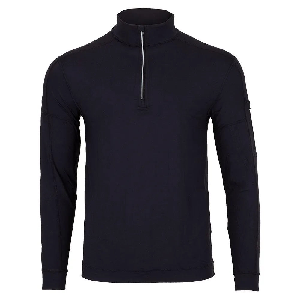 Men's Mock Zip Tennis Top-Apparel-BloqUV-94323-BLACK-L-Tennis Express