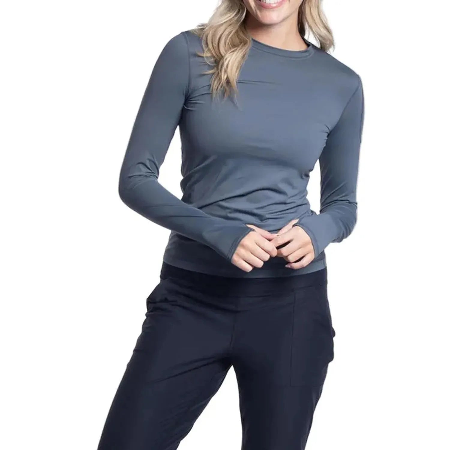 Women's 24/7 Long Sleeve Tennis Crew-Apparel-BloqUV-94386-SMOKE-L-Tennis Express