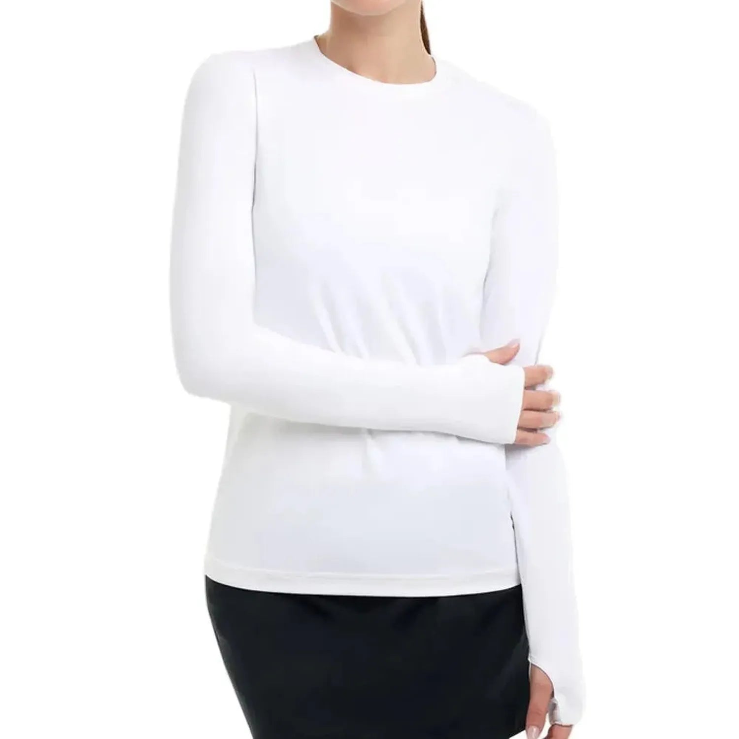 Women's 24/7 Long Sleeve Tennis Crew-Apparel-BloqUV-94386-WHITE-L-Tennis Express