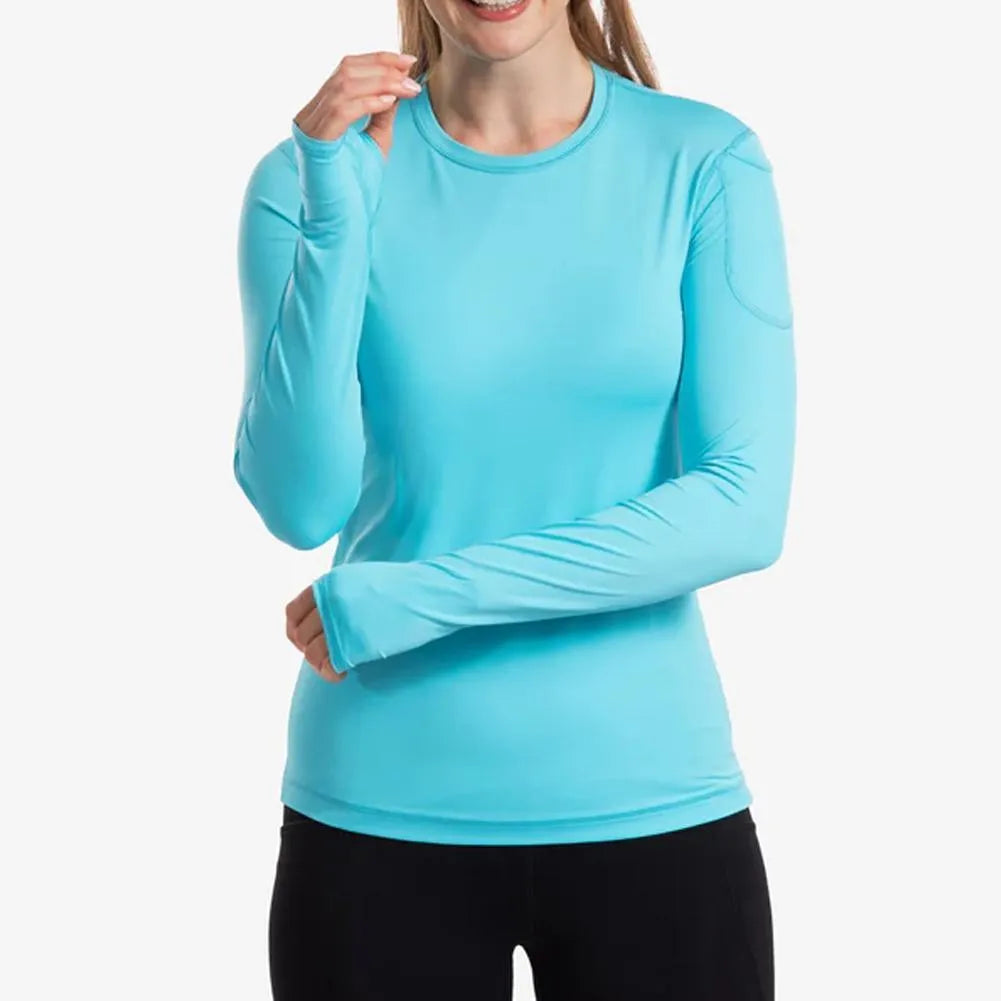 Women's 24/7 Long Sleeve Tennis Crew-Apparel-BloqUV-94387-LT_TURQUOISE-L-Tennis Express