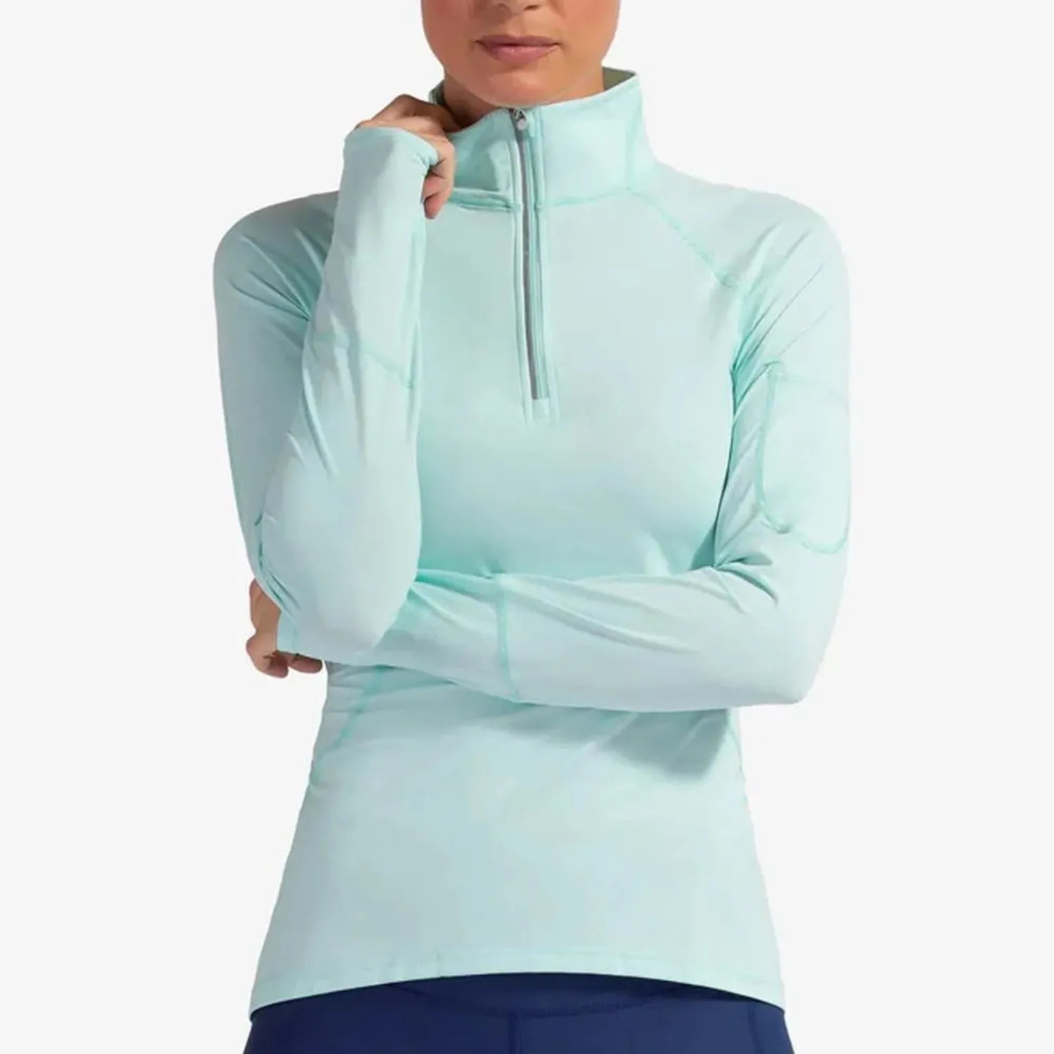 Women's Mock Zip Tennis Top-Apparel-BloqUV-94388-MINT-L-Tennis Express