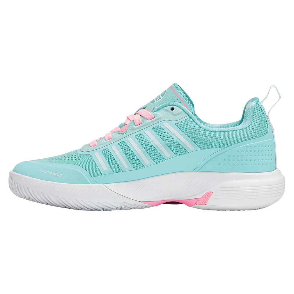 Women's Ultra Court Padel Shoes Soft Neon Blue and White-Footwear-K-Swiss-94436-411-1-Tennis Express