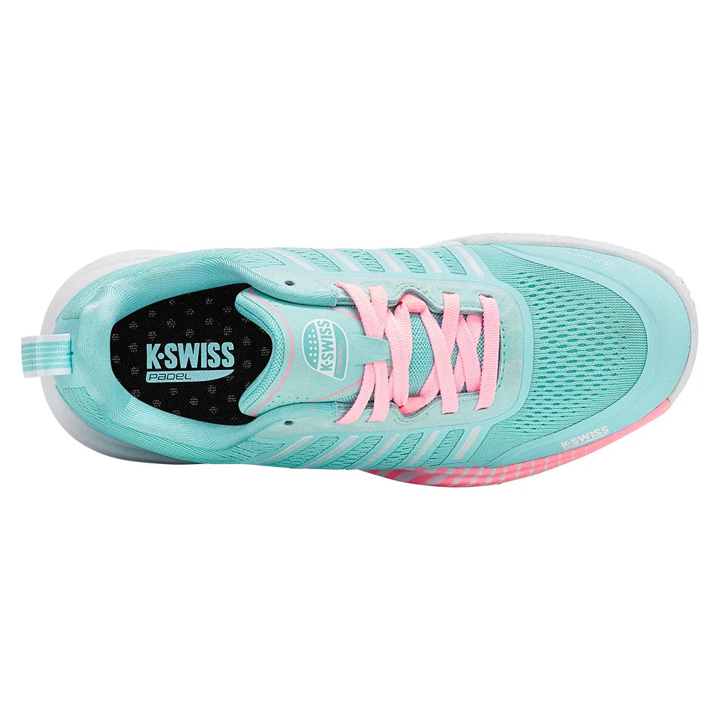 Women's Ultra Court Padel Shoes Soft Neon Blue and White-Footwear-K-Swiss-94436-411-3-Tennis Express