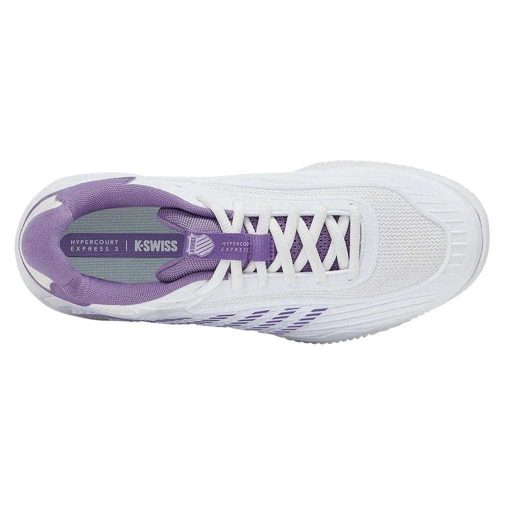 Women's Hypercourt Express 3 Clay Tennis Shoes White and Purple Haze-Footwear-K-Swiss-94604-149-3-Tennis Express