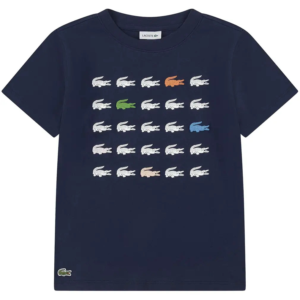 Boys' Croc Grid Tennis Tee-Apparel-Lacoste-947587-UGW-1-Tennis Express