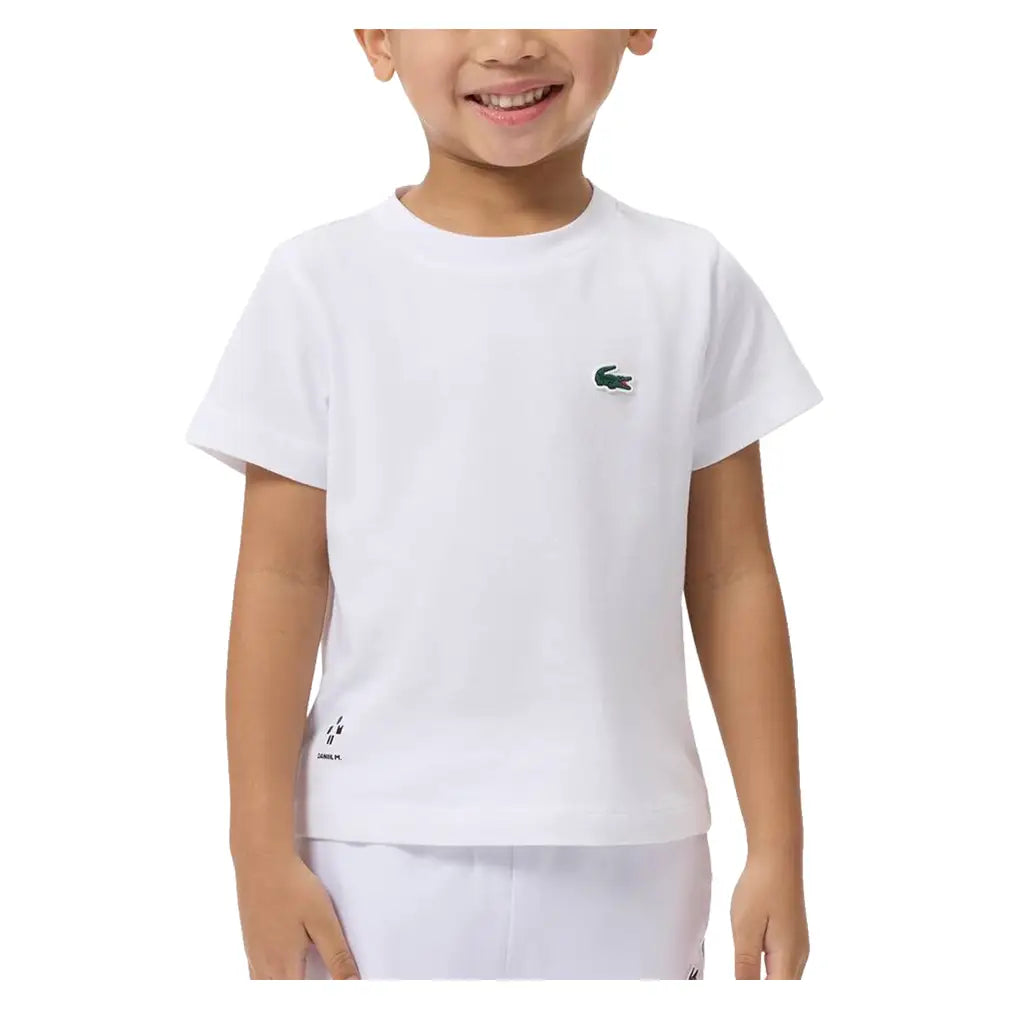 Boys' Medvedev Tennis Racquet Tee White-Apparel-Lacoste-947650-W8L-3-Tennis Express