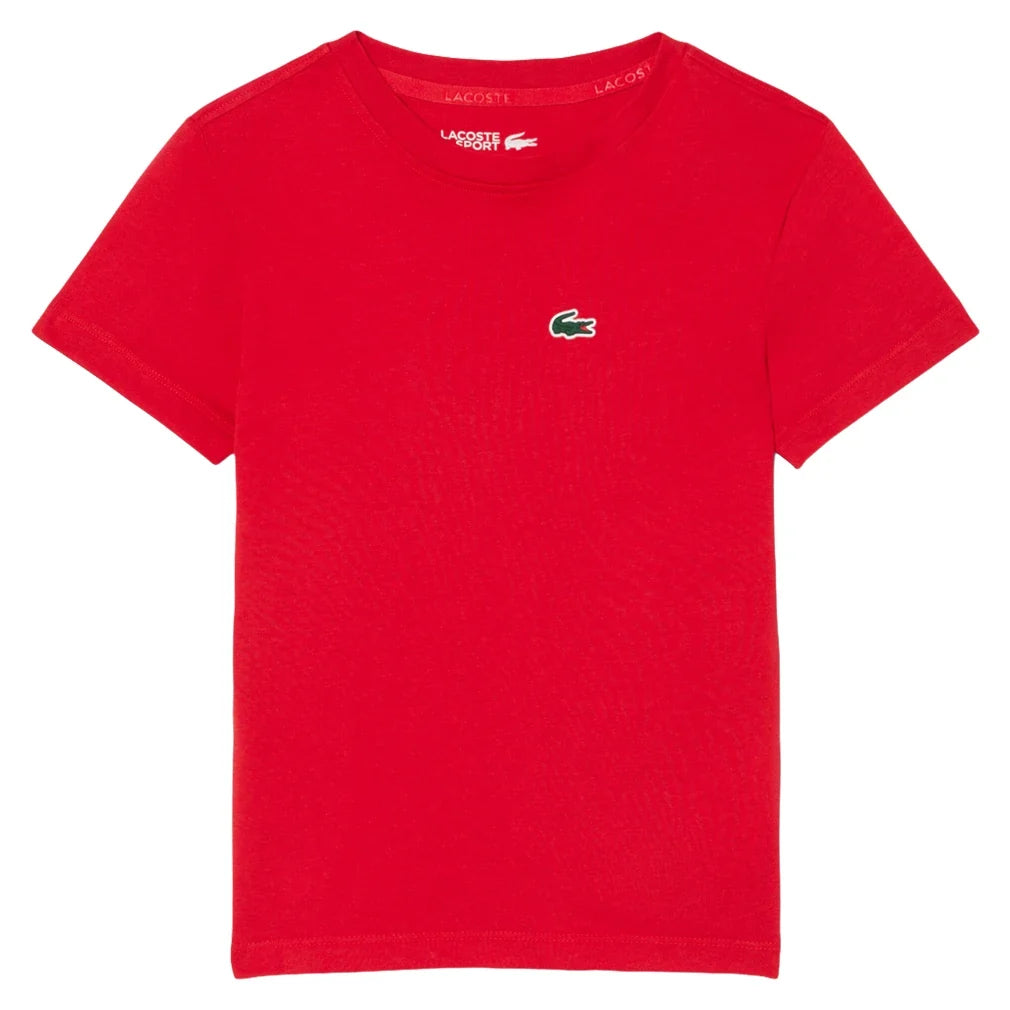 Boys' Ultra Dry Classic Sport Tennis Tee,Apparel,Lacoste,RCJ Red,8A,Tennis Express,947868-F26-RCJ