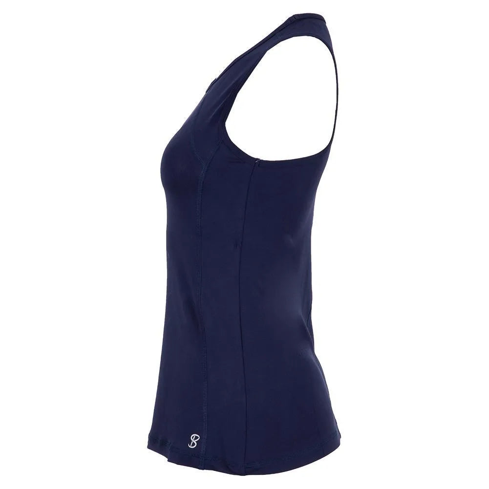 Women's UV Tennis Tank-Apparel-Sofibella-95443-150F20-Navy-1-Tennis Express