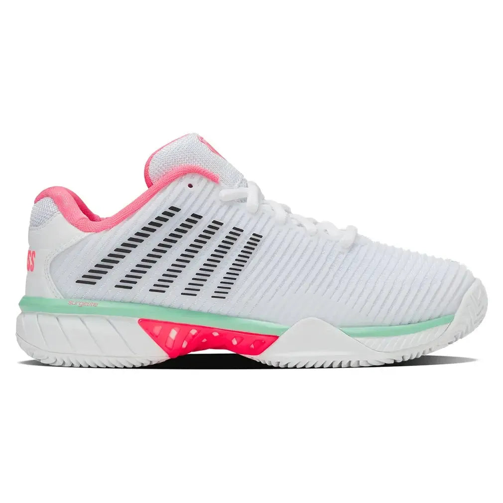 Women's Hypercourt Express 2 Clay Tennis Shoes White and Neon Pastel Pink-Footwear-K-Swiss-96614-178H25-1-Tennis Express