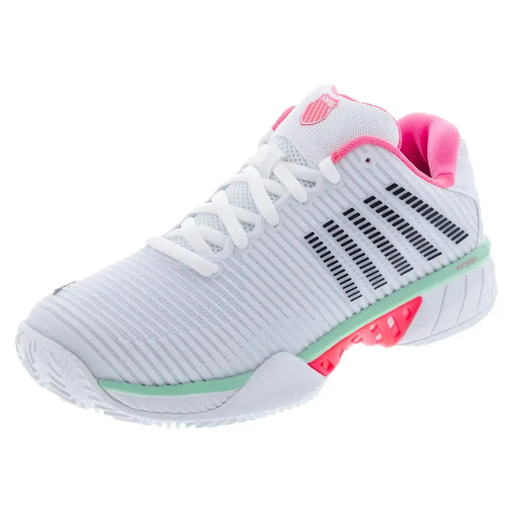 Women's Hypercourt Express 2 Clay Tennis Shoes White and Neon Pastel Pink-Footwear-K-Swiss-96614-178H25copy-Tennis Express