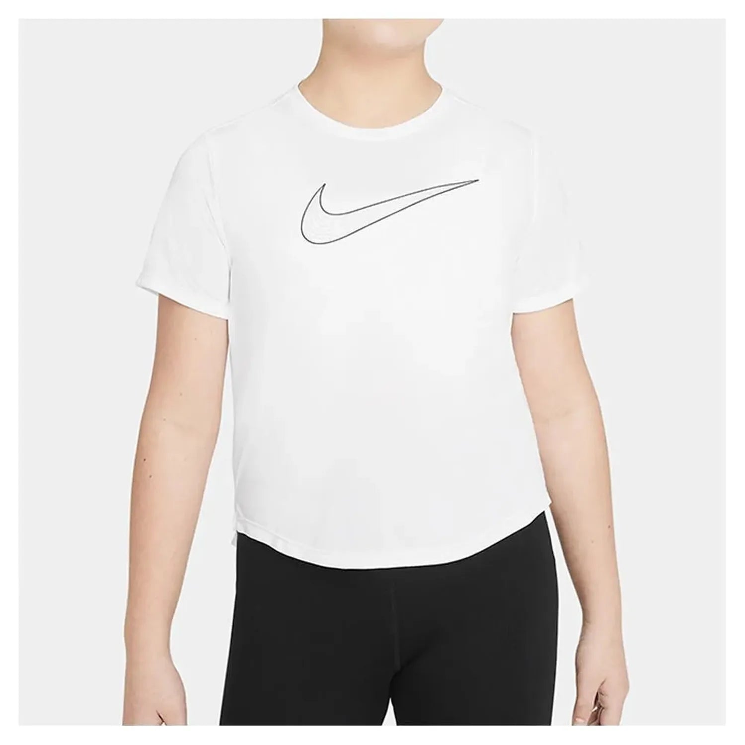 Girls' Dri-FIT One Short-Sleeve Top (Extended Size)-Apparel-Nike-97673-010_BLACKWT-L-Tennis Express