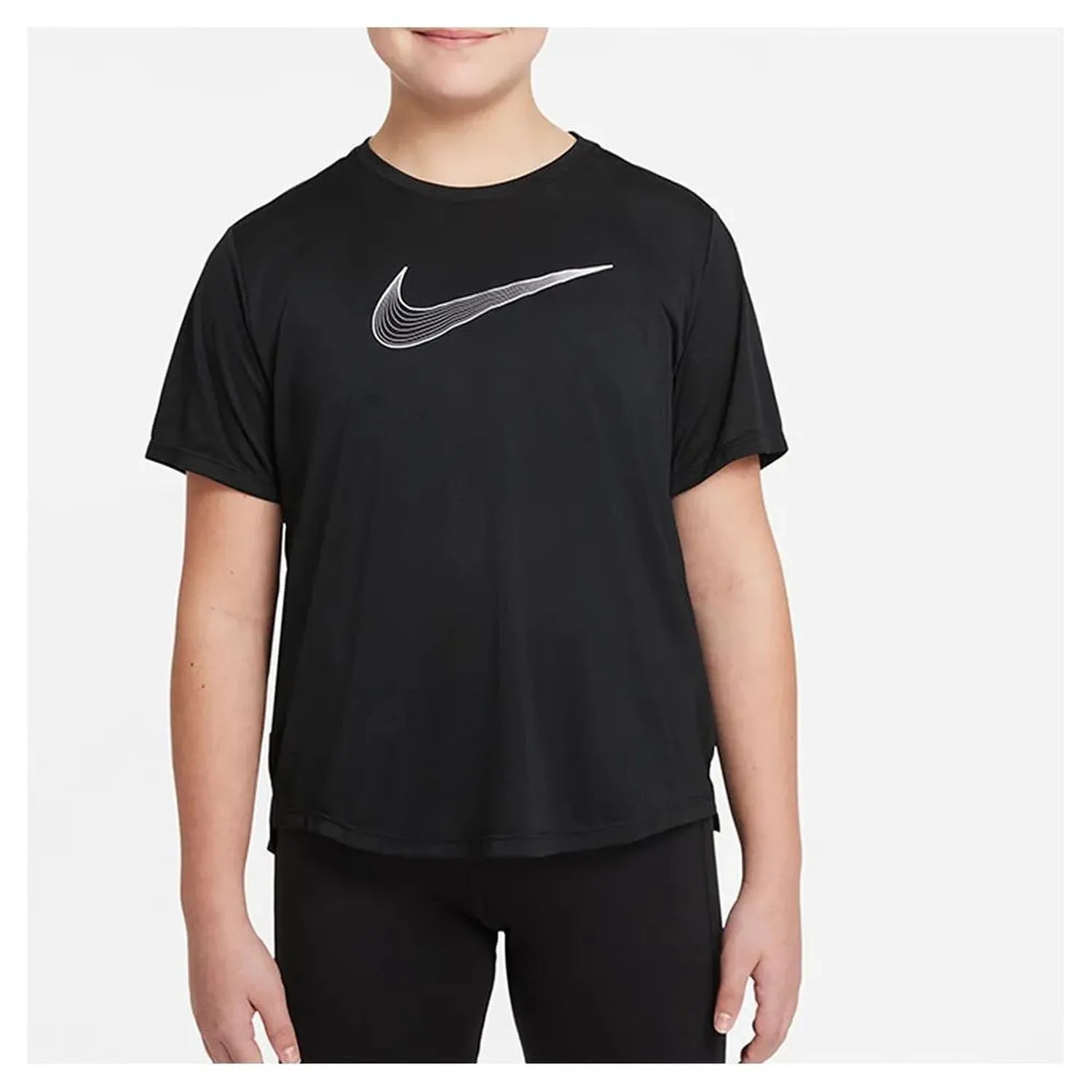 Girls' Dri-FIT One Short-Sleeve Top (Extended Size)-Apparel-Nike-97673-100_WHITEBK-L-Tennis Express
