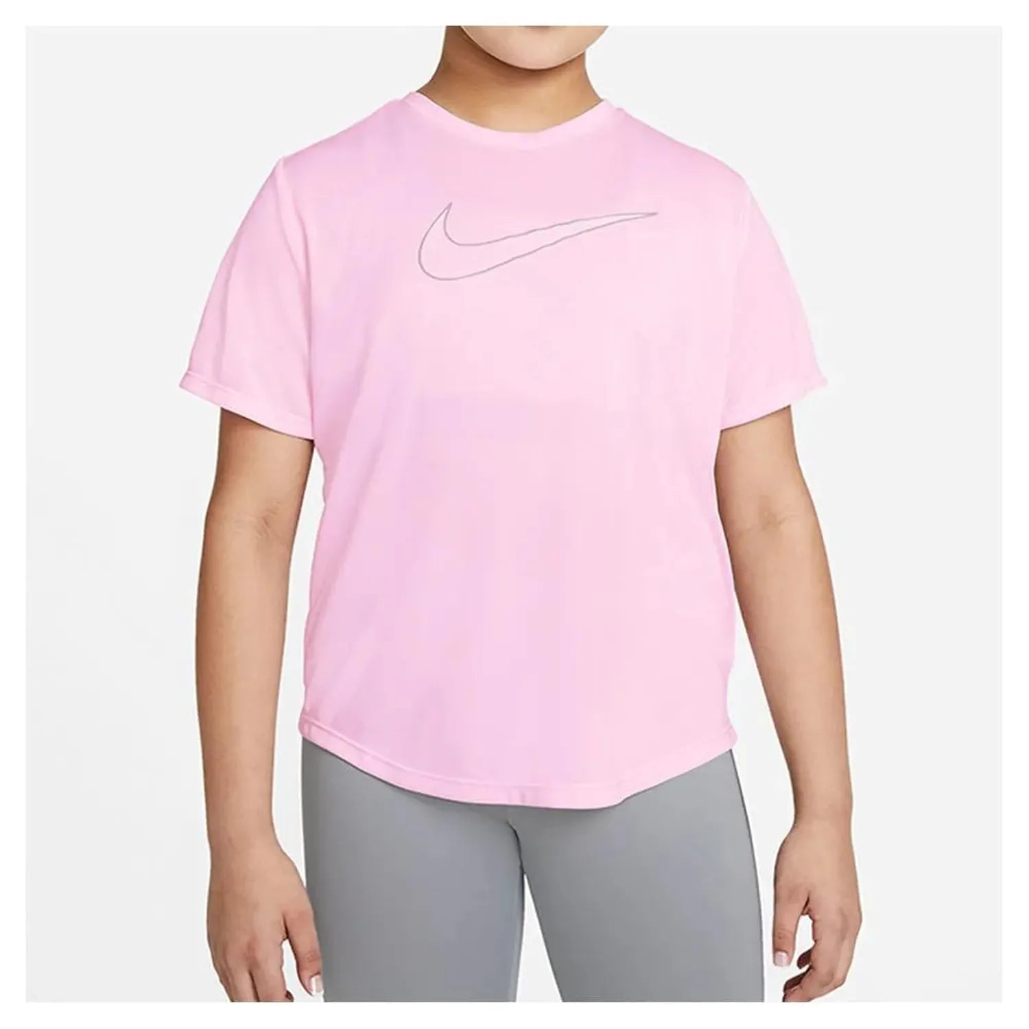 Girls' Dri-FIT One Short-Sleeve Top (Extended Size)-Apparel-Nike-97673-663_PINK_FOAMGY-L-Tennis Express