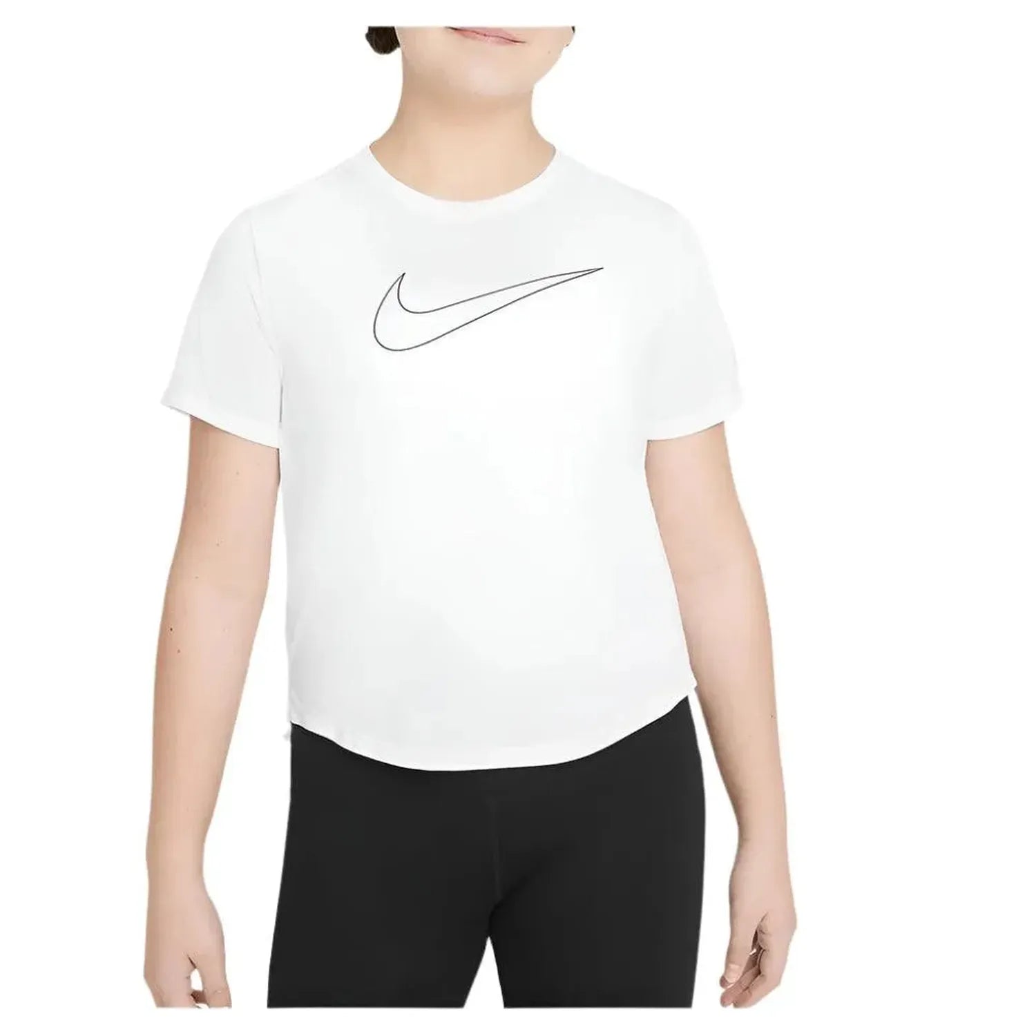Girls' Dri-FIT One Short-Sleeve Training Top White and Black-Apparel-Nike-98766-DEFAULT-L-Tennis Express