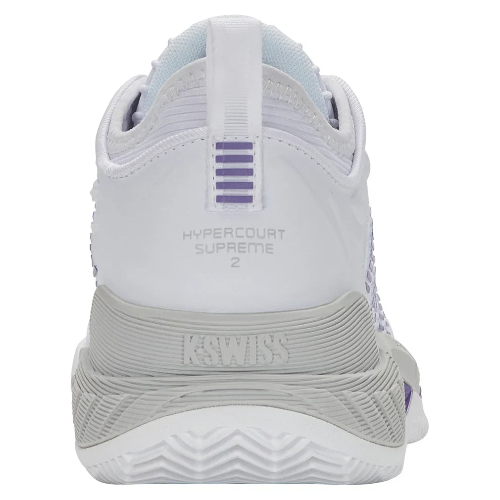 Women's Hypercourt Supreme 2 HB Clay Tennis Shoes White and Lunar Rock-Footwear-K-Swiss-99072-160-4-Tennis Express