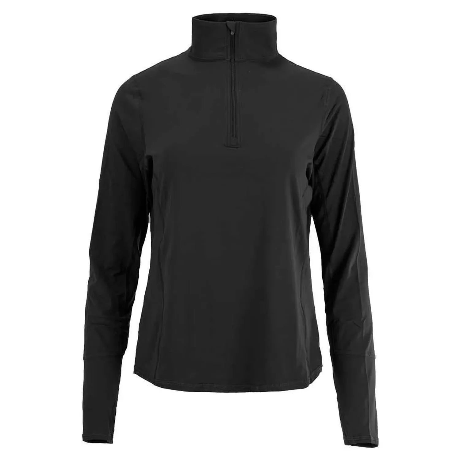 Women's Relaxed Mock Zip Tennis Top-Apparel-BloqUV-99083-BLACK-L-Tennis Express