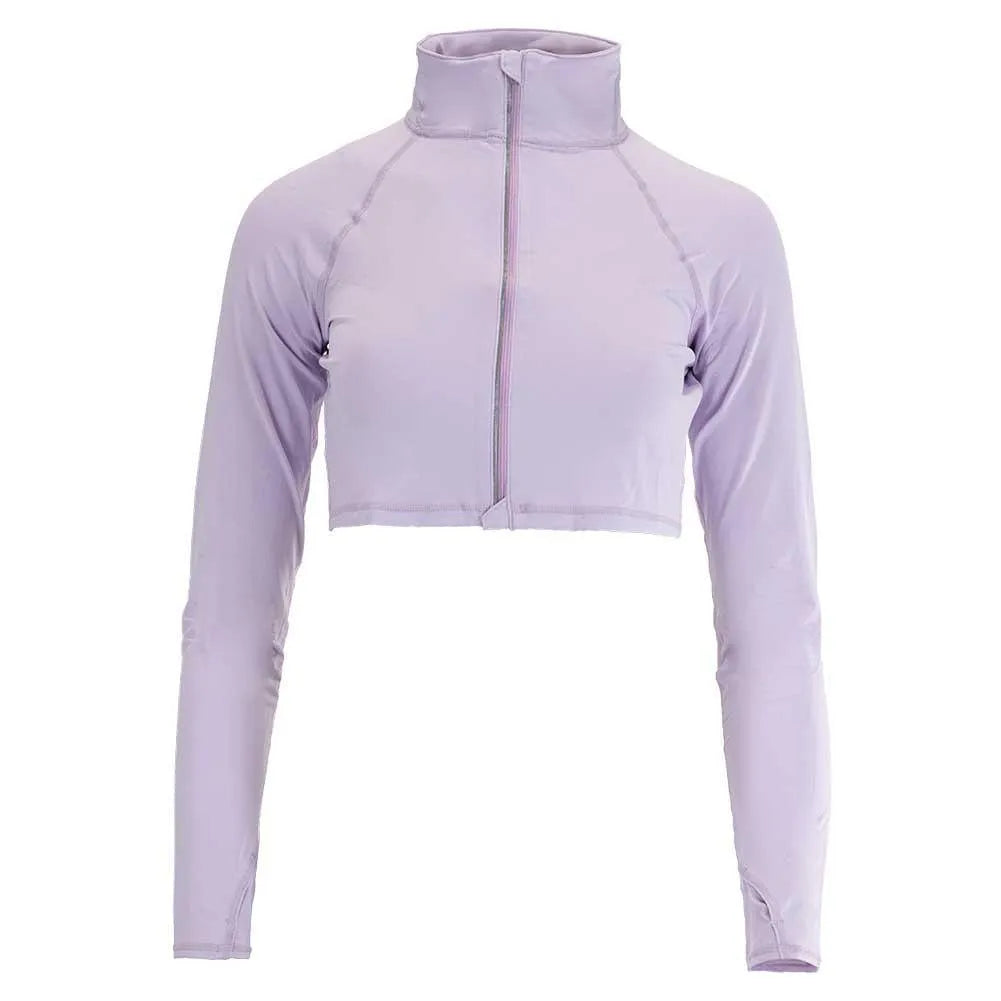 Women's Full Zip Tennis Crop Top-Apparel-BloqUV-99085-LAVENDER-L-Tennis Express
