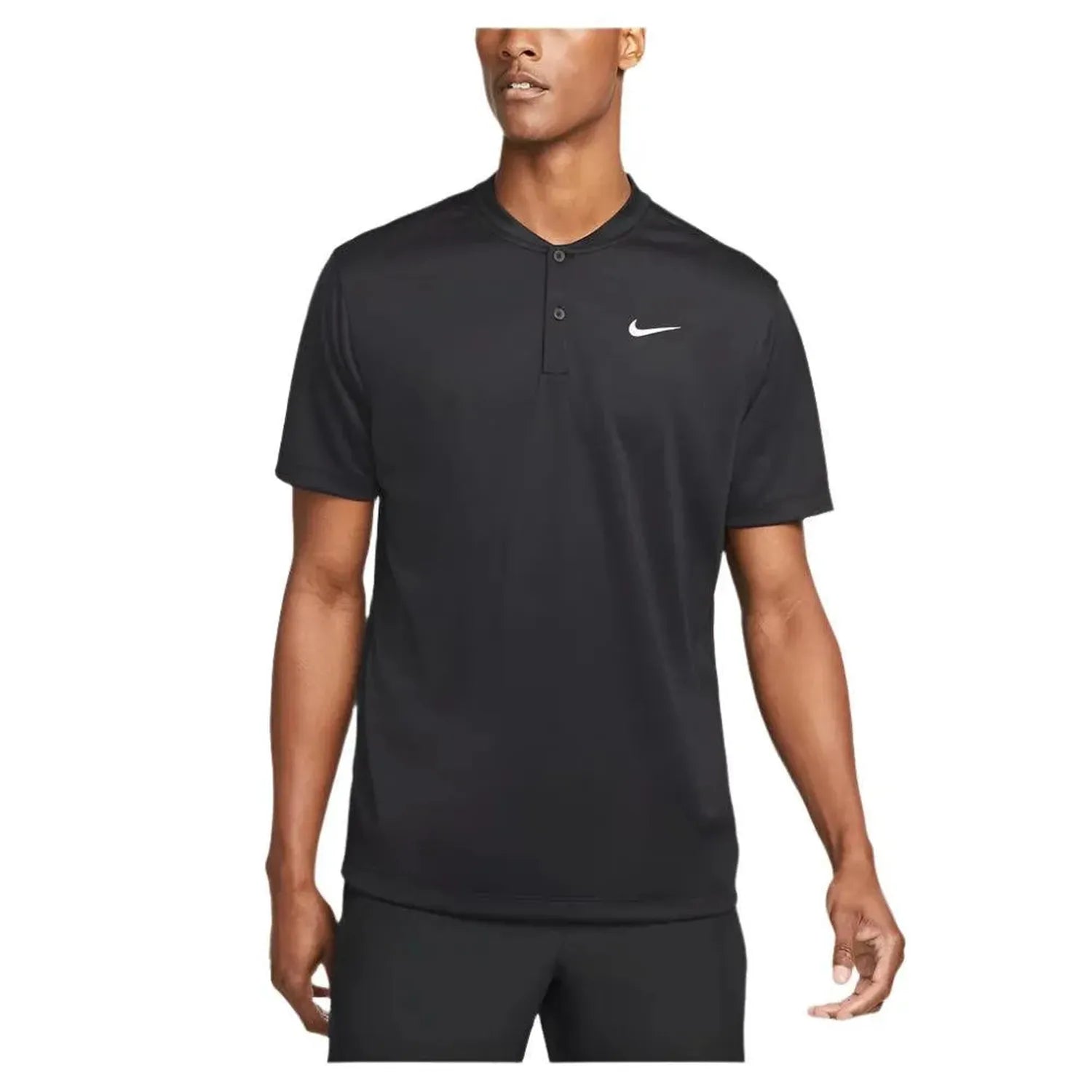 Men's Court Dri-FIT Blade Solid Tennis Polo-Apparel-Nike-99986-010_BLACKWT-L-Tennis Express