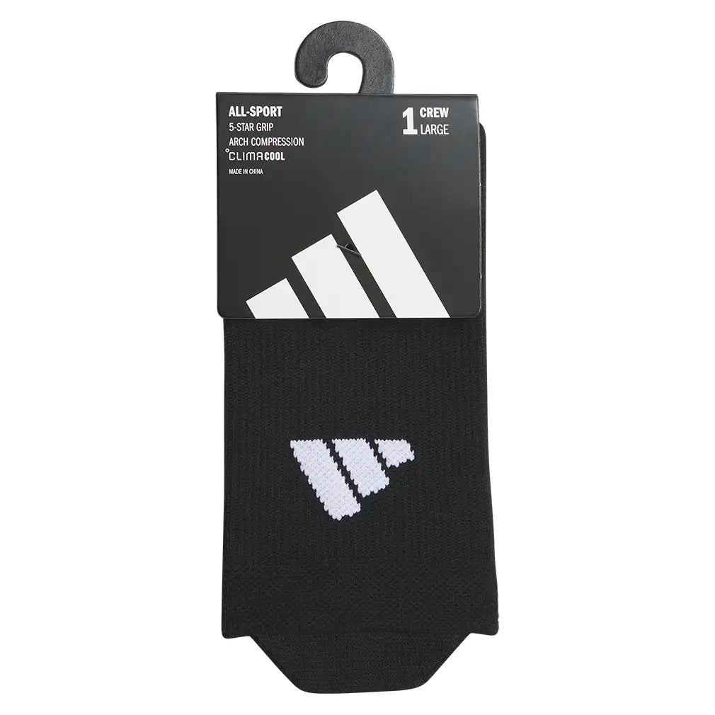 Men's 6 Star Team Grip Crew Socks Black and Onix Grey,Socks,Adidas,,,Tennis Express,A5161962-4