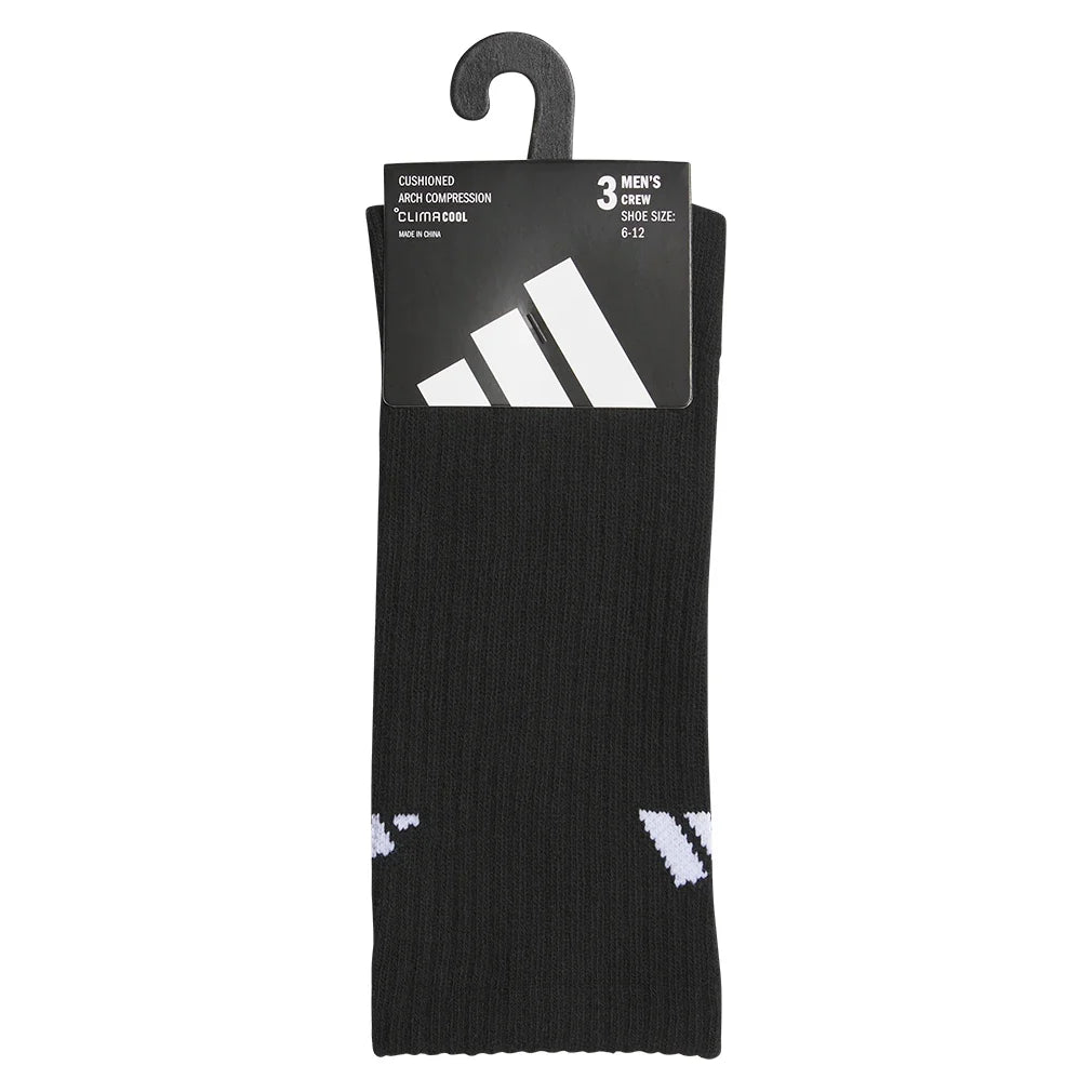 Men's Cushioned 4.0 Crew Socks 3 Pack Black and White,Socks,Adidas,,,Tennis Express,A5162403-2
