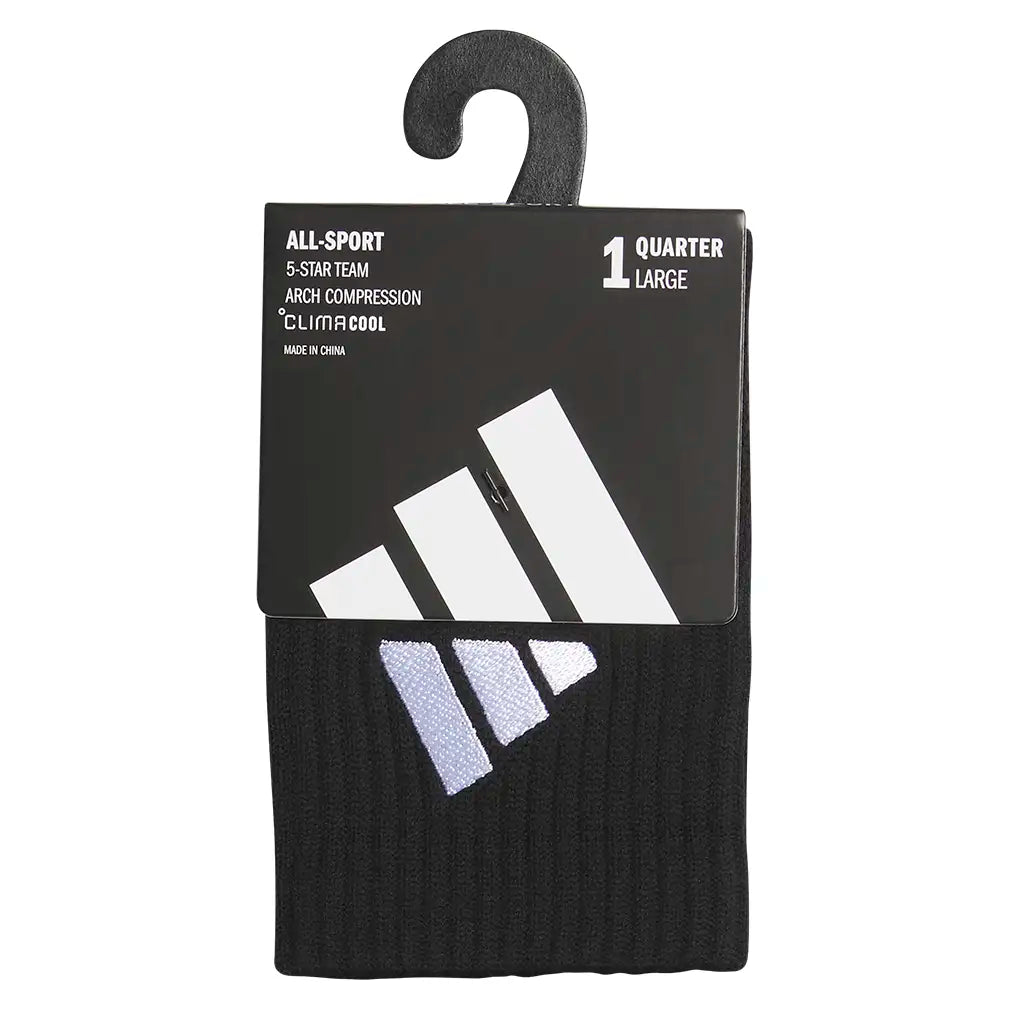 Men's 6 Star Team 3 Quarter Crew Socks Black and White,Socks,Adidas,,,Tennis Express,A51628661-4