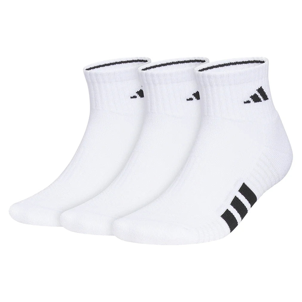 Men's Cushioned 4.0 Quarter Socks 3 Pack White and Black,Socks,Adidas,White/Black,L,Tennis Express,A5163004