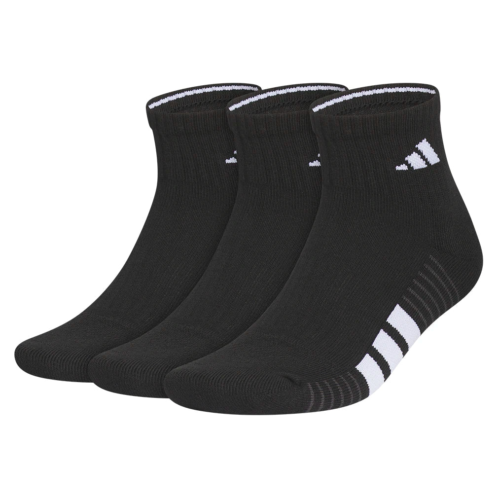 Men's Cushioned 4.0 Quarter Socks 3 Pack Black and White,Socks,Adidas,Black/White,L,Tennis Express,A5163005