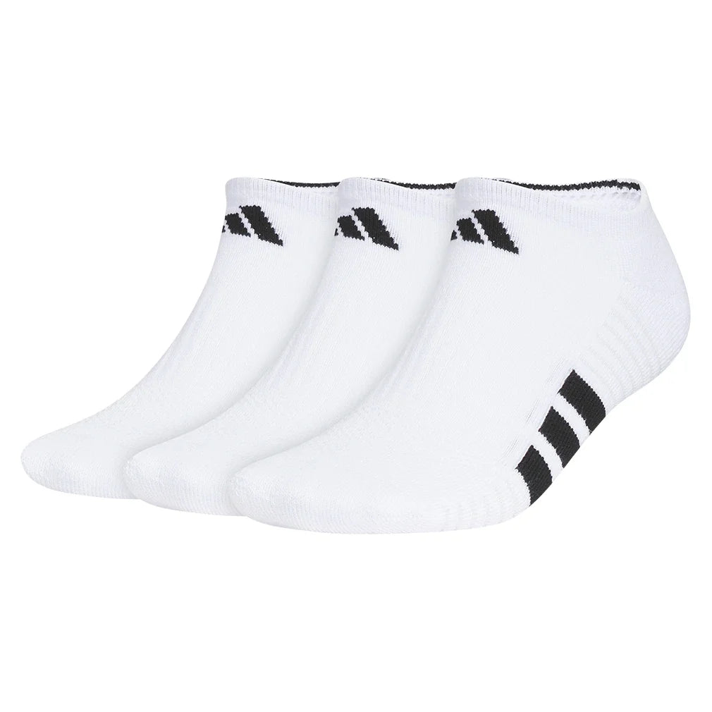 Men's Cushioned 4.0 No Show Socks 3 Pack White and Black,Socks,Adidas,White/Black,L,Tennis Express,A5163014
