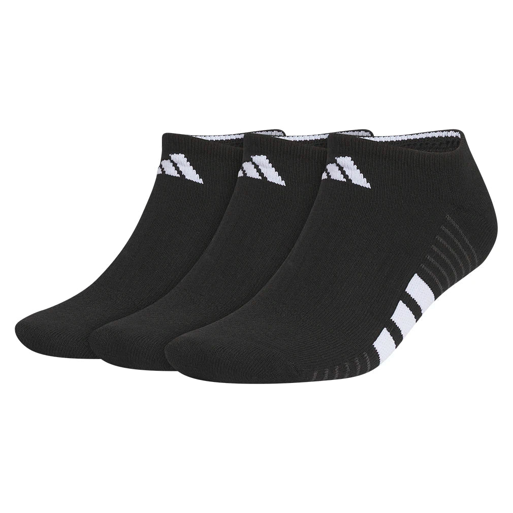 Men's Cushioned 4.0 No Show Socks 3 Pack Black and White,Socks,Adidas,Black/White,L,Tennis Express,A5163015