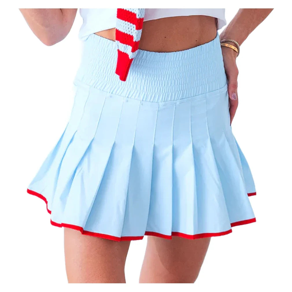 Women's Alicia Tennis Skort Light Blue and Red,Apparel,Bubble,Light Blue/Red,XS,Tennis Express,ALIS-LBR