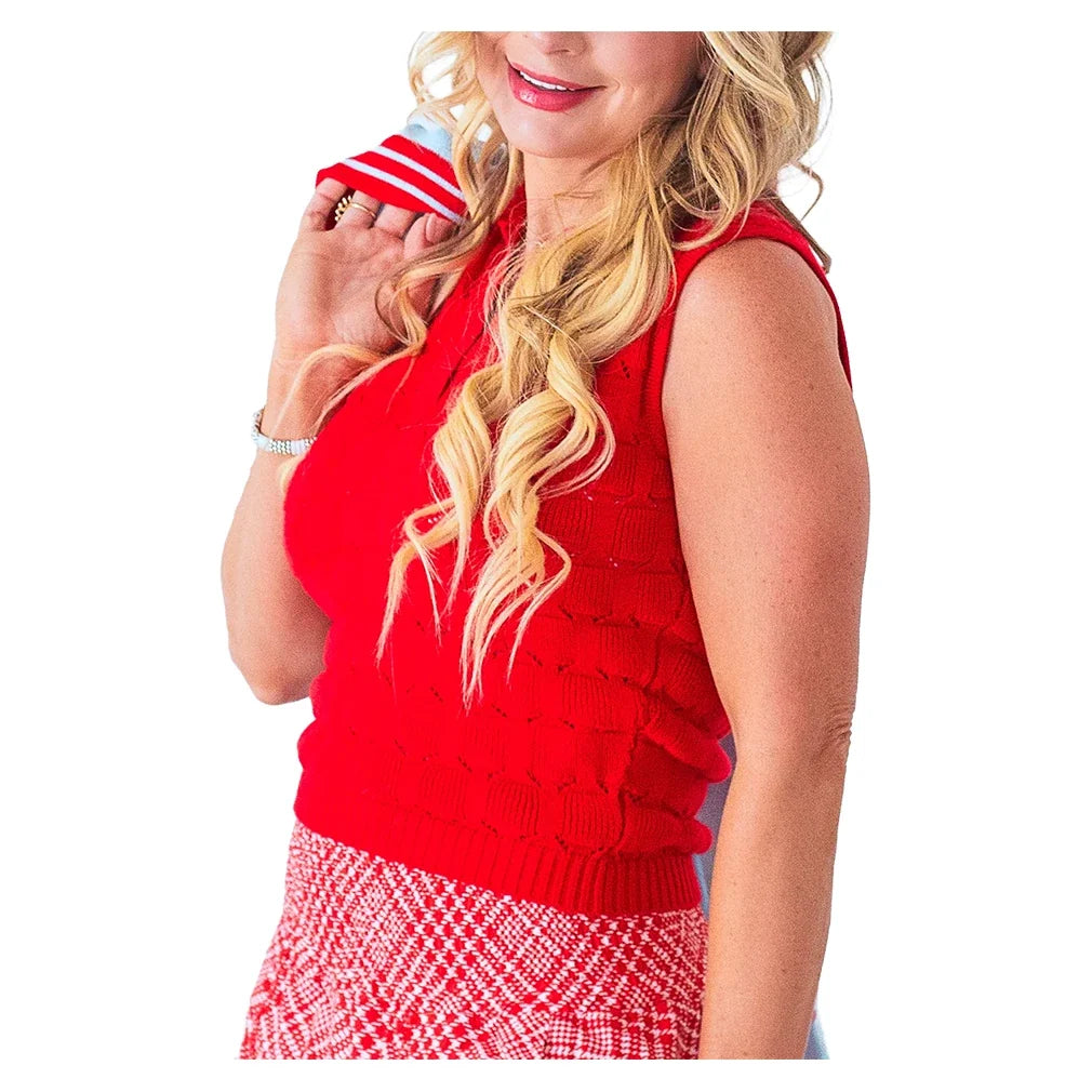 Women's Anna Sweater Tennis Top Red,Apparel,Bubble,Red,XS,Tennis Express,ANNS-R