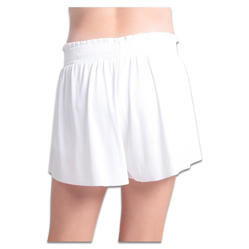 Girls' Crossover Flounce Tennis Short White-Apparel-Lucky In Love-B179-110-2-Tennis Express