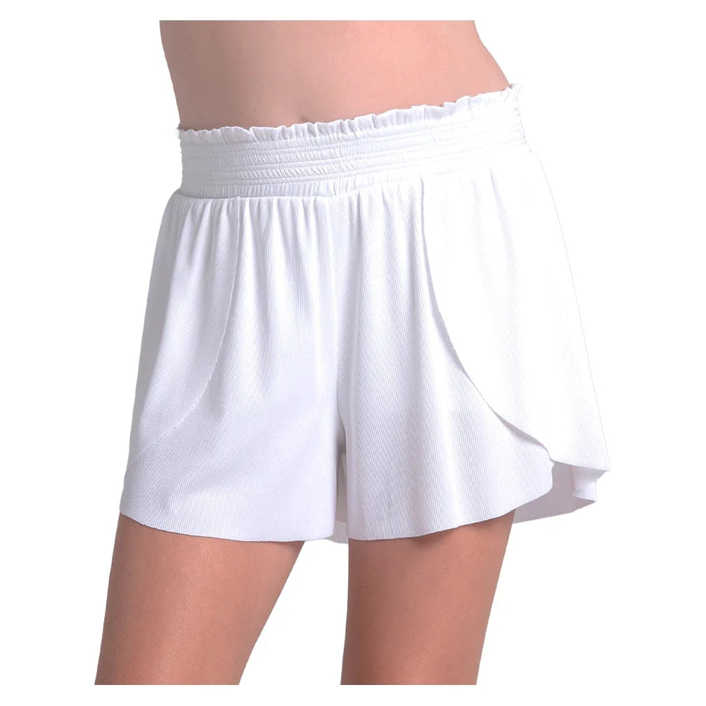 Girls' Crossover Flounce Tennis Short White-Apparel-Lucky In Love-B179-110-Tennis Express