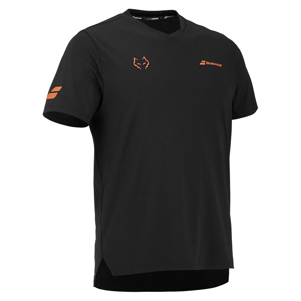 Mens Juan Lebron Crew Neck Tennis Top Black-Apparel-Babolat-B6MS26011-2000S25-3-3-[Sku]-Tennis Express