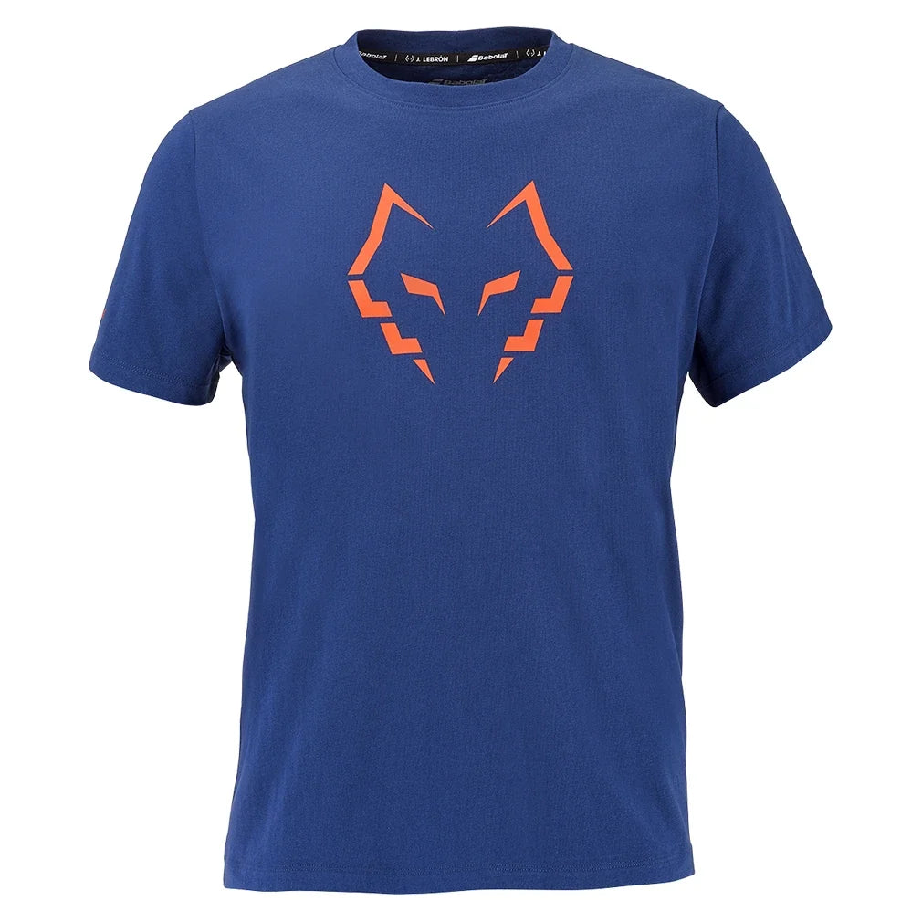 Mens Juan Lebron Cotton Tennis Tee Blue Depths-Apparel-Babolat-B6MS26442-4140S25-1-1-[Sku]-Tennis Express