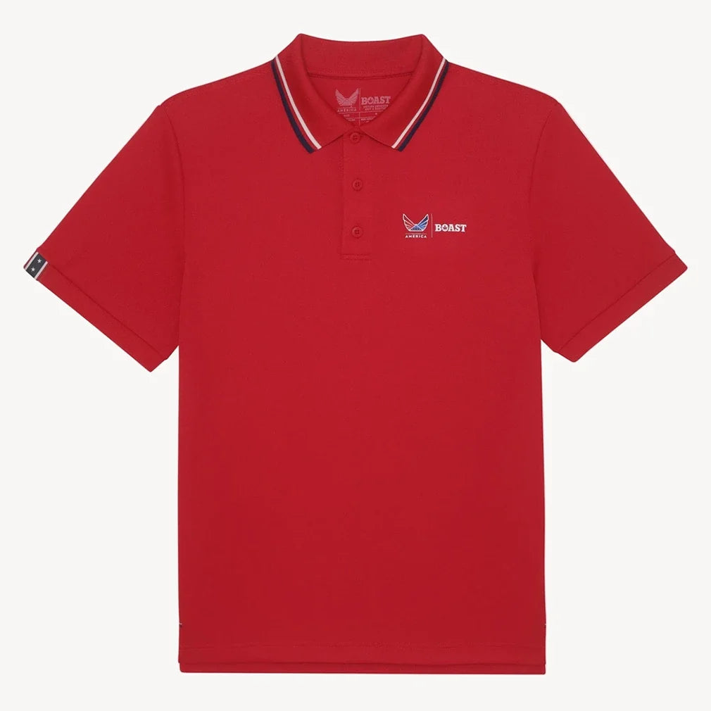 Men's BXV Performance Tennis Polo with Tipping,Apparel,Boast,Racing Red/White,S,Tennis Express,BVM13PO1-F26-Red
