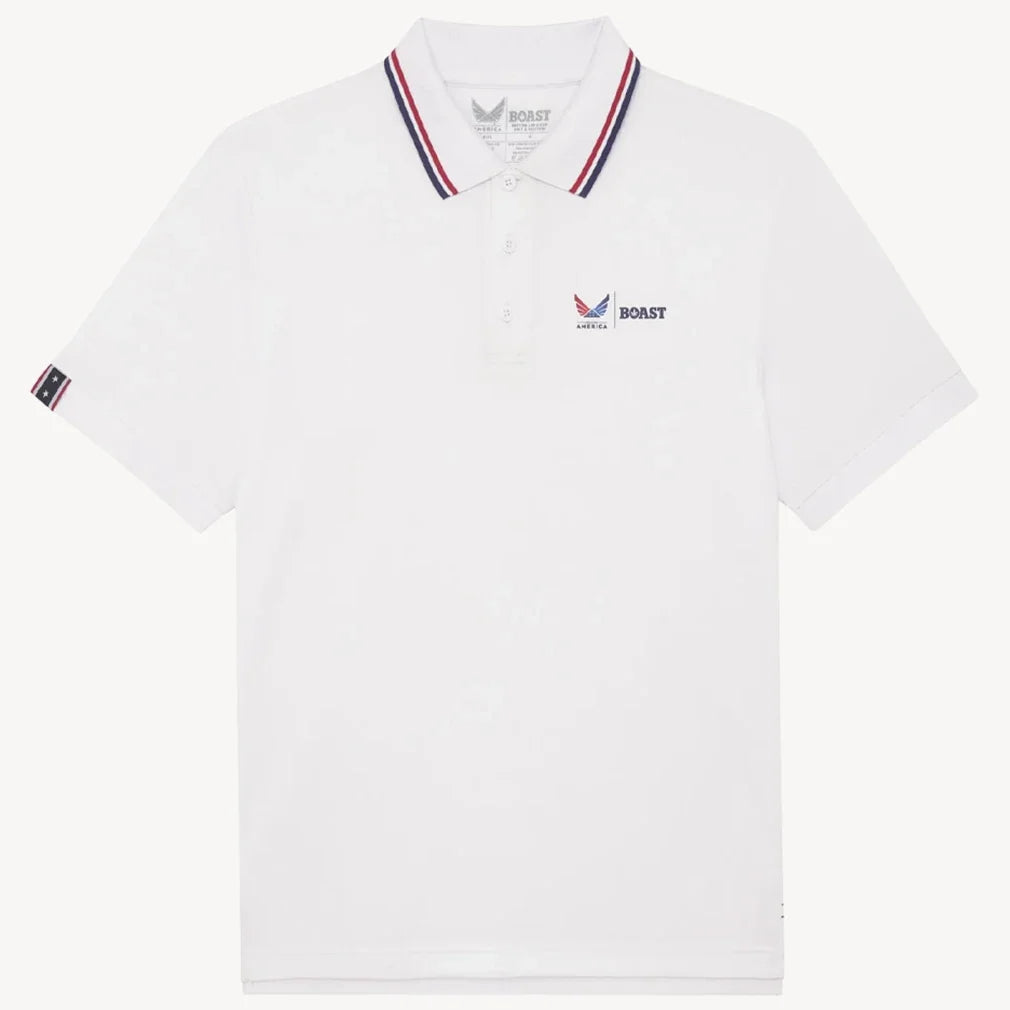 Men's BXV Performance Tennis Polo with Tipping,Apparel,Boast,White/Racing Red,S,Tennis Express,BVM13PO1-F26-W