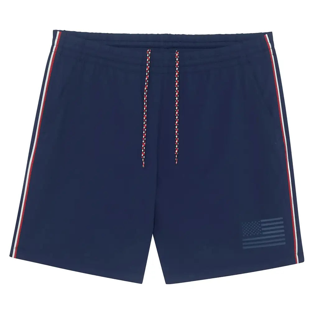 Men's BXV 7 Inch Tipped Court Tennis Short,Apparel,Boast,Medieval Blue/Racing Red,S,Tennis Express,BVM13SH9-F26-BL-1