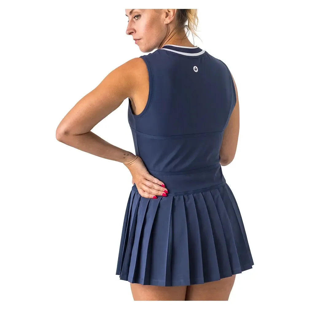 Women's V-Neck Tennis Dress-Apparel-Boast-BW52031-Navy2-Tennis Express