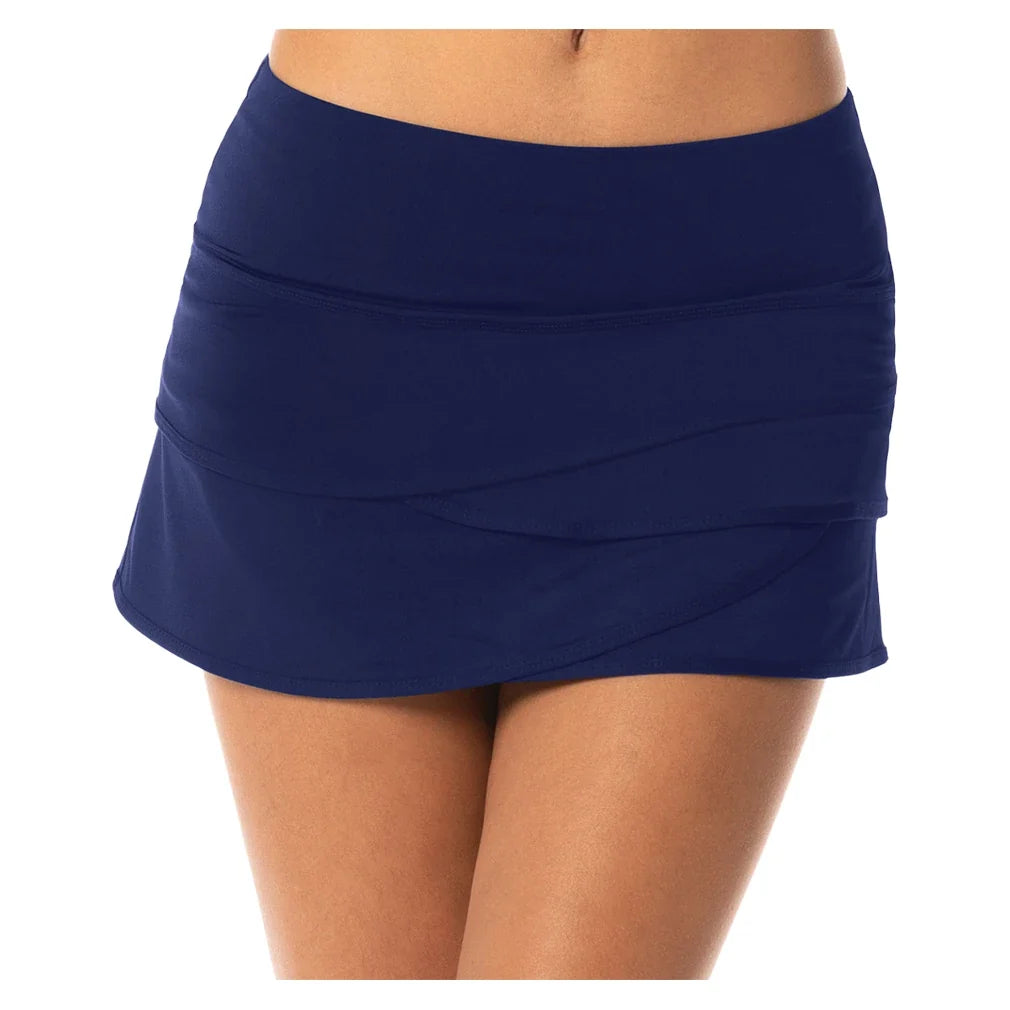 Women's Scallop Tennis Skort Midnight,Apparel,Lucky In Love,Blue,XS,Tennis Express,CB02-401