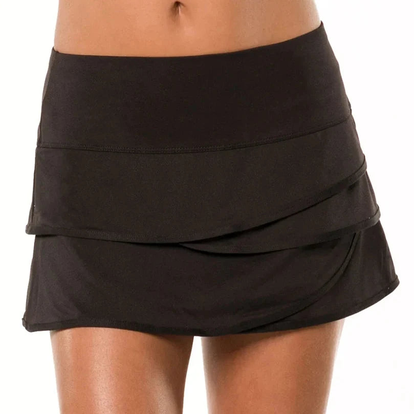 Women's Scallop Tennis Skort,Apparel,Lucky In Love,Black,XS,Tennis Express,CB02-BB