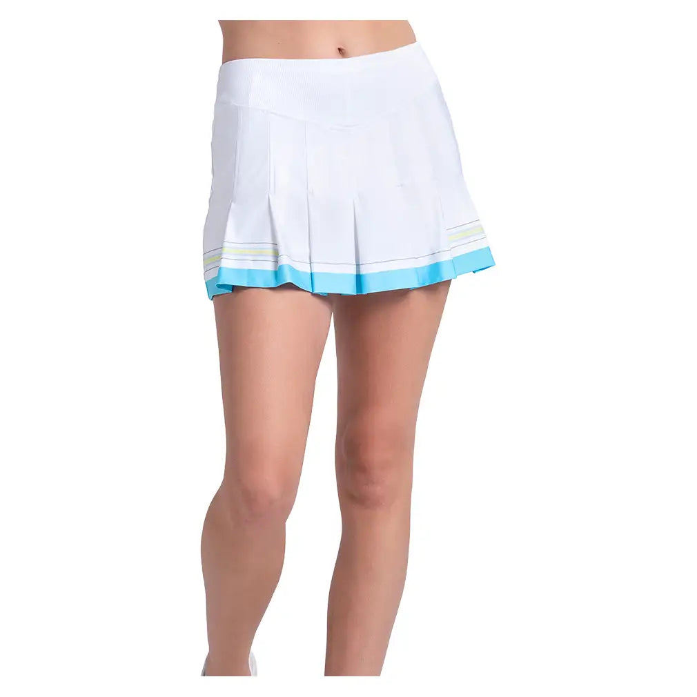 Women's Victory Lane Pleat Tennis Skort White and Brusette Blue,Apparel,Lucky In Love,,,Tennis Express,CB676-67F165-5