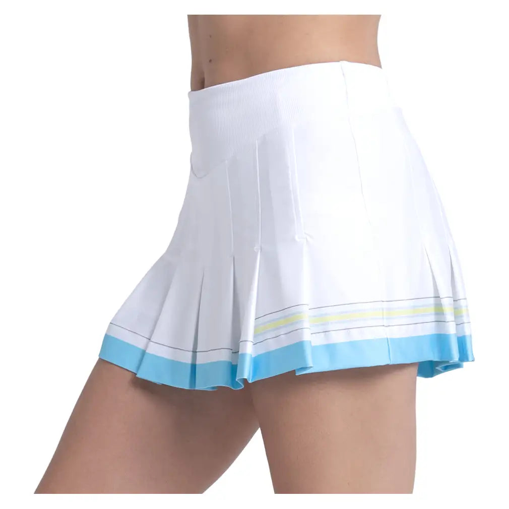 Women's Victory Lane Pleat Tennis Skort White and Brusette Blue,Apparel,Lucky In Love,,,Tennis Express,CB676-67F165-6